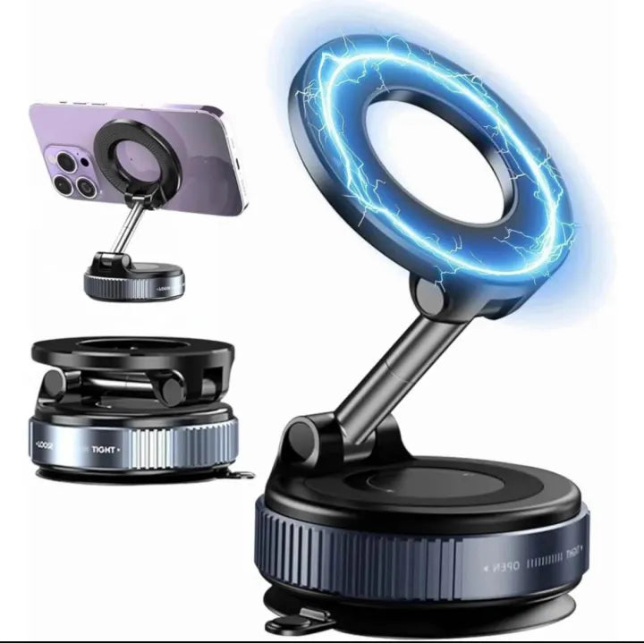 K007 Vacuum Suction Magnetic Bracket – 360° Adjustable Magnetic Phone Holder | Strong Suction Cup | Universal Car & Desk Mount