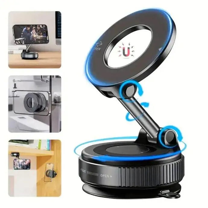 K007 Vacuum Suction Magnetic Bracket – 360° Adjustable Magnetic Phone Holder | Strong Suction Cup | Universal Car & Desk Mount
