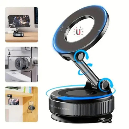 K007 Vacuum Suction Magnetic Bracket – 360° Adjustable Magnetic Phone Holder | Strong Suction Cup | Universal Car & Desk Mount