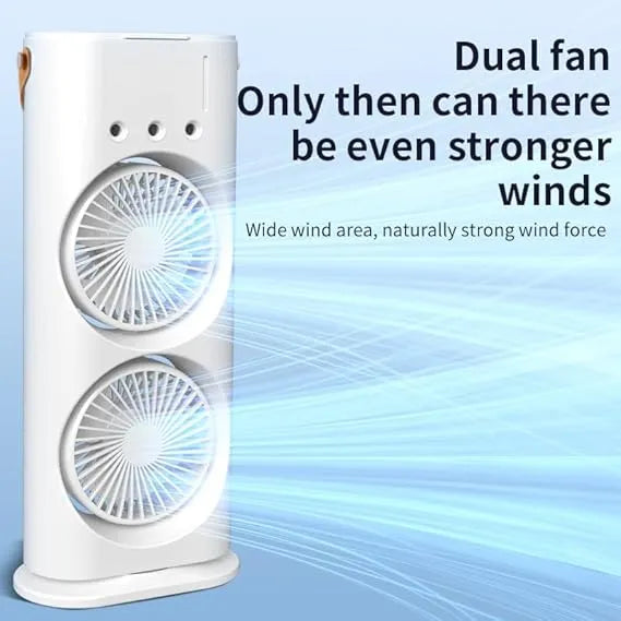 Double Head Mist Mini Fan with LED & Humidifier USB Air Cooler