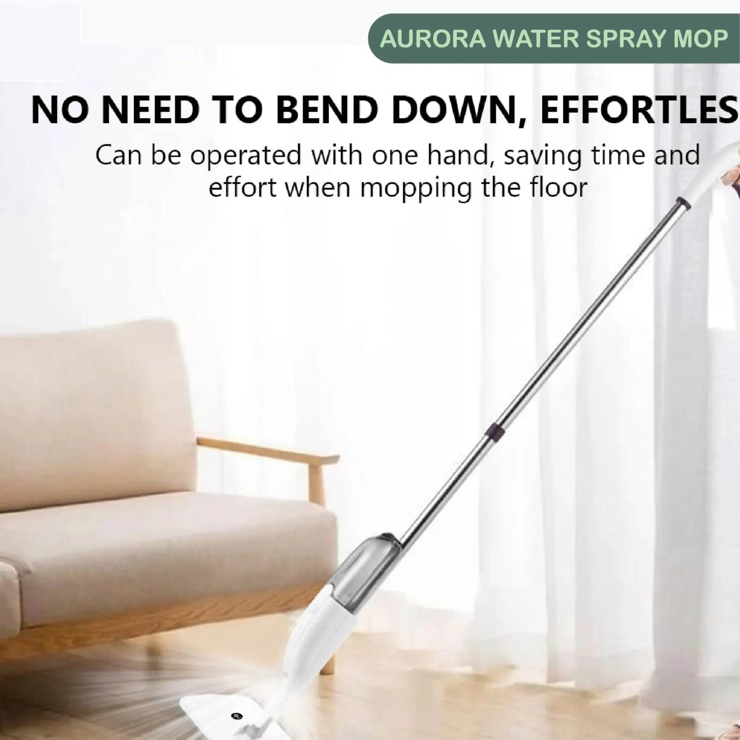 360 Rotating Spray mop with Refillable Bottle - Microfiber Flat Mop-Stainless Steel Handle & Spray Function - Easy Floor Cleaning Mops, Reusable Pads
