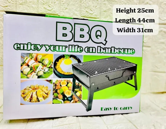 Portable BBQ Charcoal Grill Foldable Stainless Steel Barbecue Grill – Heavy Duty Mini BBQ Stand for  Picnic Beach Hiking – Compact Easy Carry Kabab Grill for Bakra Eid