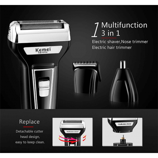 KEMEI KM - 6330 - 3 in 1 Hair Clipper, Trimmer & Shaver