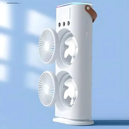 Double Head Mist Mini Fan with LED & Humidifier USB Air Cooler