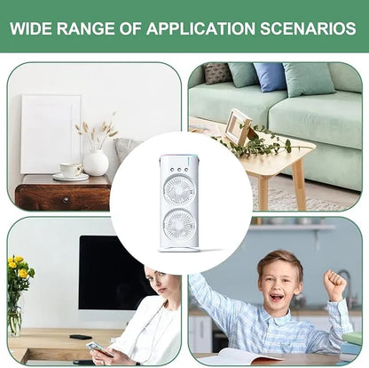 Double Head Mist Mini Fan with LED & Humidifier USB Air Cooler