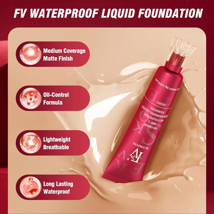 FV Waterproof Foundation with Medium Coverage | Matte Foundation for Oily/Normal Skin, Sweat-resistant Liquid Makeup Foundation for Face, 30g, Natural Beige