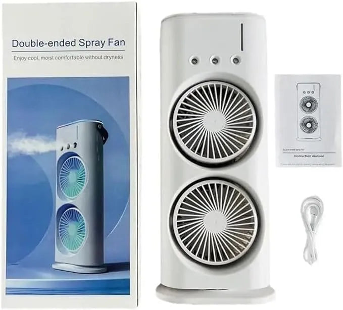 Double Head Mist Mini Fan with LED & Humidifier USB Air Cooler